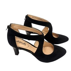 Life Stride Black Suede Cutout Strap Heels.  Ss 9 | for work, evening or dance